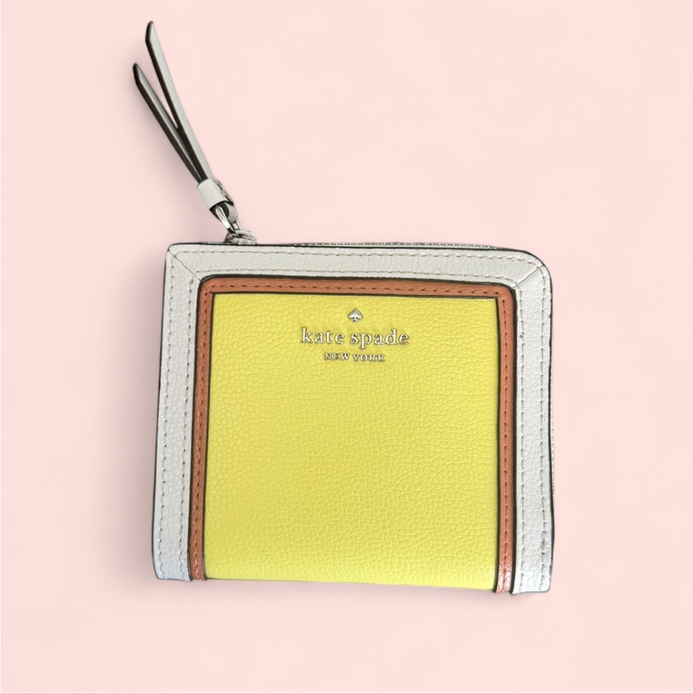 kate spade Yellow, White & Tan Colorblock Zip Wallet